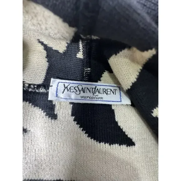 Yves Saint Laurent Vintage With Rive Gauche Black White Bird Pattern Cardigan - Picture 7 of 7